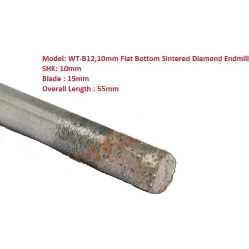 1pc 10mm Flat bottom Sintered Diamond Cutting Tool Stone Cutter,Cnc Diamond End Mill, Stone Cutting Router Bit on Engraver