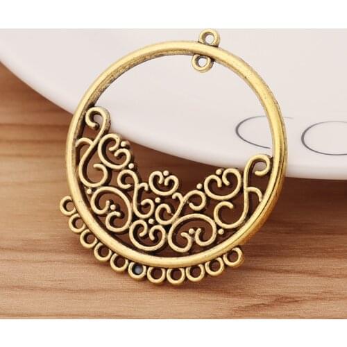 10 Pieces Antique Gold Dangle Earrings Connector Chandelier Component Link Charms for Jewelry Making Accessories 45x40mm