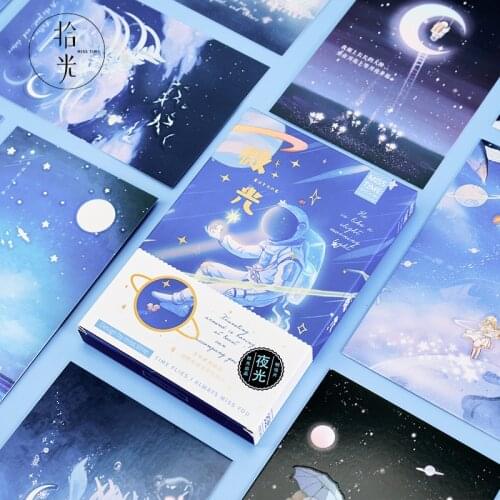 30 Sheets/Set luminous light Postcard DIY Cartoon Greeting Cards Message Card Gift Stationery
