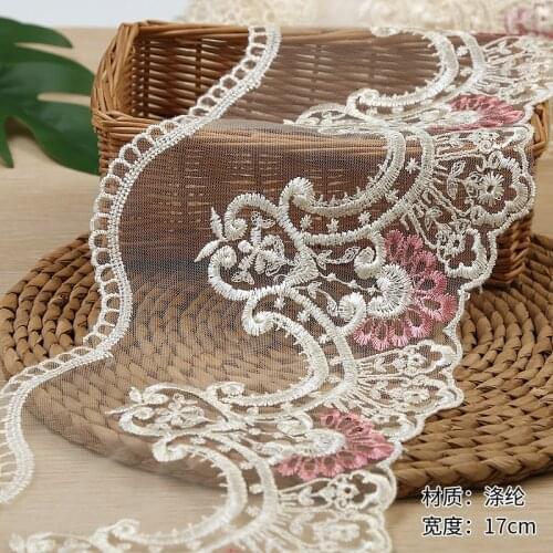 30Yards 17cm Lace Trim Embroidered Ribbon Scallop Edge Mesh Net Fabric for Sewing Projects 2020