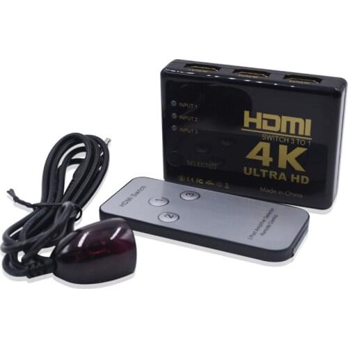 4K*2K 1080p Full HD 3 Port IN 1 OUT HDMI Switch Switcher Hub with Remote Control Splitter Box for Apple HDTV PS4 DVD 50pcs/lot