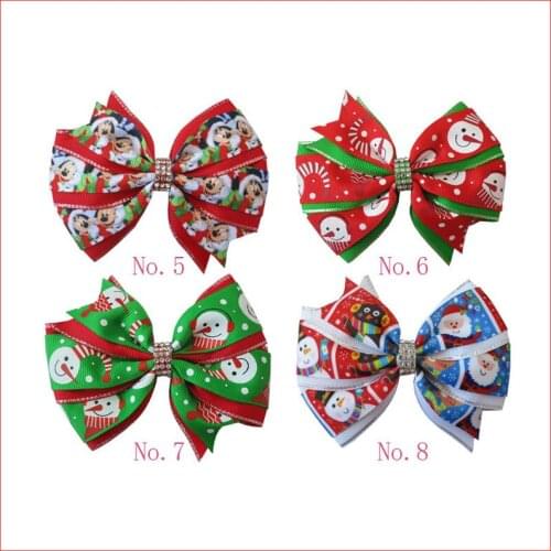 50 BLESSING Girl 4.5" Two Tone Wendy Hair Bow Clip Winter Halloween Christmas