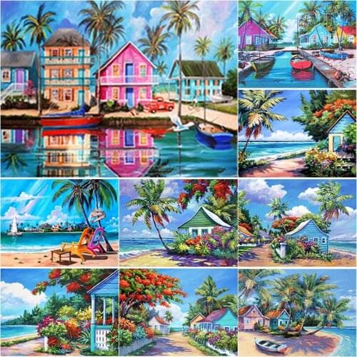 5D DIY Diamond Painting Full Square Round Drill Sea View Room Diamond Embroidery Scenery Cross Stitch Home Decor Manual Art Gift