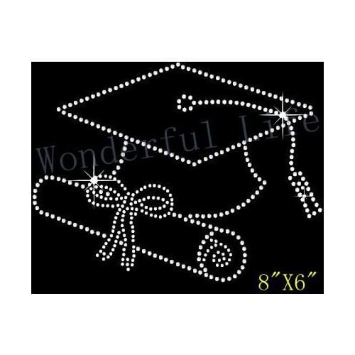 Free Shipping School Rhinestone Diamante Transfer Hotfix Iron on Applique with Free Gift for Dress