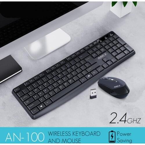 AN-100 104 Keys Angle Adjustable Ergonomic USB Wireless Gaming Keyboard Mouse Kit for Home Office School