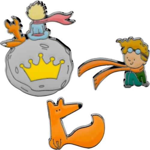 Brooch Pins Cartoon Le Petit Prince Brooch Planet The Prince Fox Figure Metal Enamel Badge Pins Classical Brooch Pin Accessories