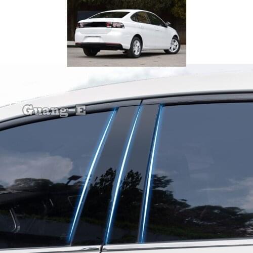 For Peugeot 308 2016 2017 2018 2019 2020 Car PC Material Pillar Post Cover Door Trim Window Piano Black Molding Sticker Plate