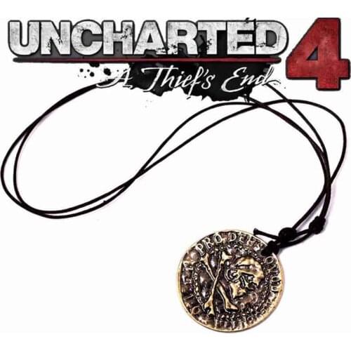 Dongsheng PS4 Uncharted 4 A Thiefs End Metal Pendant Necklace Limited Collection Pirate Skull Gold Coin Metal Keychain-30