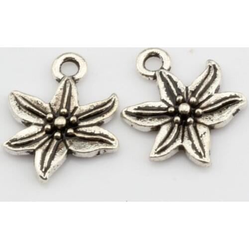 Hot Sale ! 25pcs Zinc Alloy Flower Charms Pendants 13mmx17mm DIY Jewelry nm273