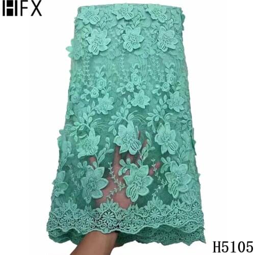HFX 2021 Nigerian Mesh Net Lace Fabric African Sequins Lace Fabric High Quality French Mesh Tulle Lace Fabric with Sequins H5105