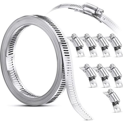 Hot 304 Stainless Steel Worm Clamp Hose Clamp Strap with Fasteners Adjustable DIY Pipe Hose Clamp Ducting Clamp 11.5 Feet