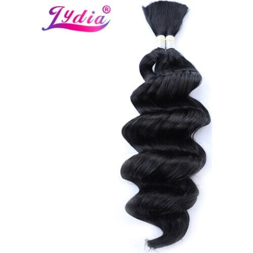 Lydia For Women No Weft Curly Wave Synthetic Hair Bundles 18"-24" 1PCS Nature Color Bulk Crochet Synthetic Hair Extensions