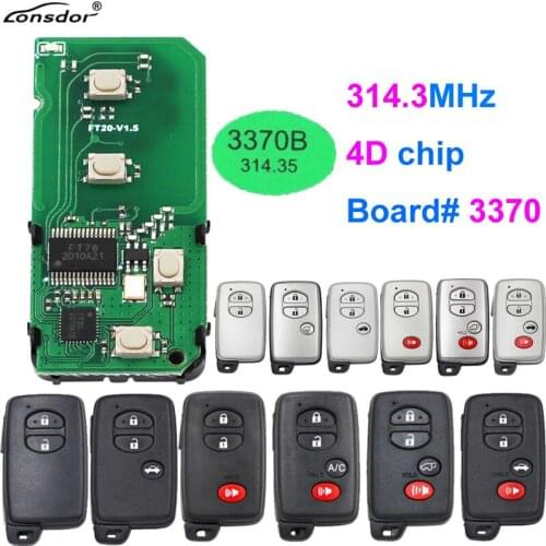 Lonsdor Smart Keyless Remote Key Board 3370 FT20-3370B 314.3MHz 4D Chip for Toyota RAV4 Avalon Camry Land Cruiser Prius