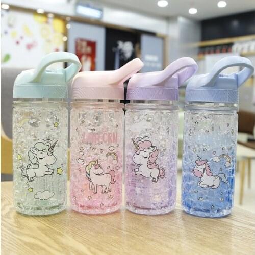 Cartoon Fashion Unicorn Summer Ice Cup Portable Portable Female Student Drinking Cup Sports Water Cup