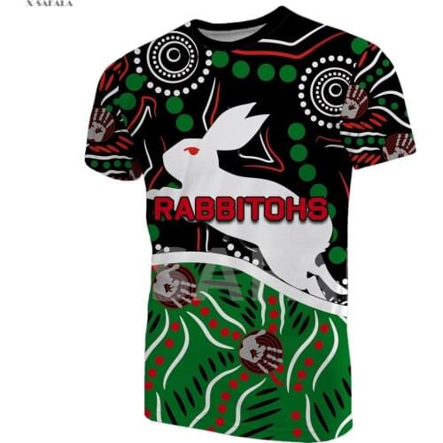 Rabbitohs Anzac Day Indigenous 3D Fashion All Over Printed 1 Round Neck T-Shirt Men Women Harajuku Casual Tee