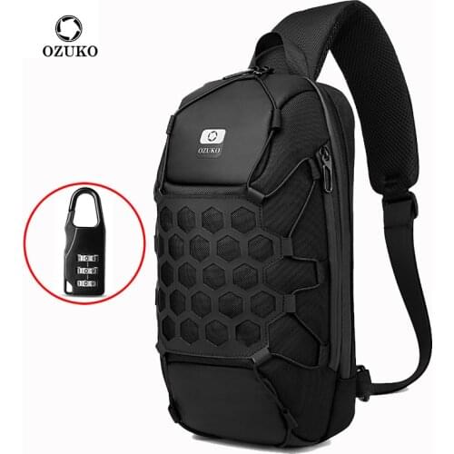 OZUKO Brand 2020 New Men Sling Chest Bag Pack Fashion Outdoor Waterproof USB Charge Anti Theft Crossbody Messenger Bags Male Hot