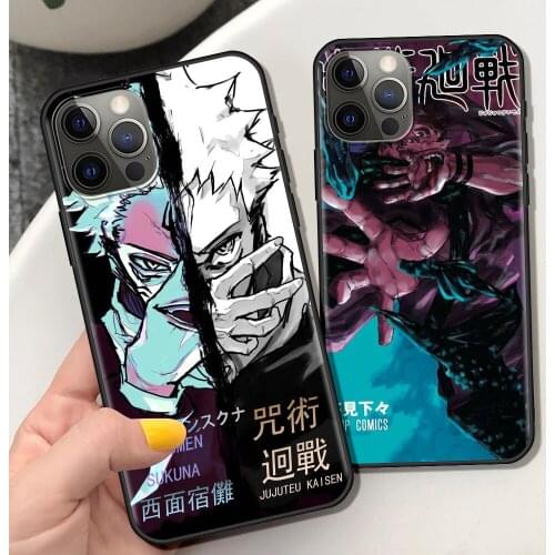 Jujutsu Kaisen Anime Soft Case for iPhone 12 11 Pro XS Max X 7 8 Plus 6 6S Shockproof Phone Coque 12Mini 11Pro Black Shell Cover