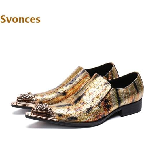 Newest Mixed Color Mens Dress Shoes Metal Pointed Toe Serpentine Designer Flats Wedding Party Brand Customized Shoes Men Size 46