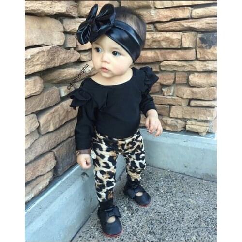 New 2020 fashion baby girl clothes cotton long sleeved black t-shirt+pants kids 2pcs suit newborn baby girls clothing set