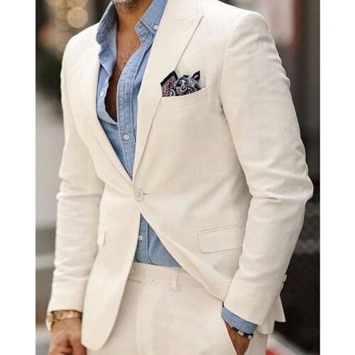 2021 New Fashion Handsome Custom Men Suits For Mens Wedding Dress Jacket Suits Slim Fit Wedding Beach Party Sets (Jacket+Pants)