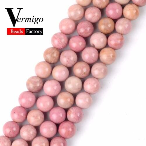 Wholesale Factory Wholesale 3A Rhodonite Stone Beads Natural Minerals Round Loose Beads For Jewelry Making 4 6 8 10 12mm 15"