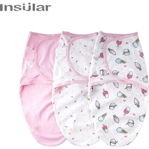 INSULAR Baby Swaddle Wrap Cotton Soft Infant Newborn Baby Products Bebe Blanket & Swaddling Wrap Blanket Sleepsack 3Pcs