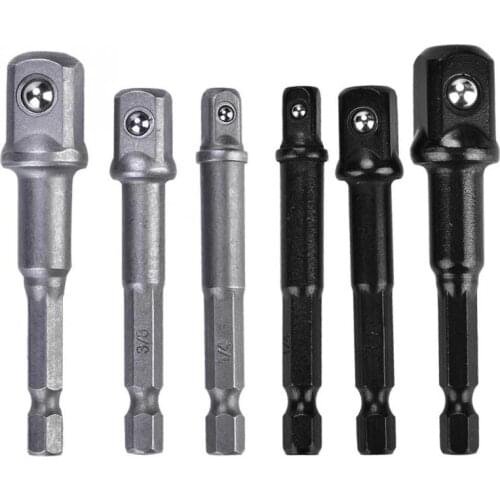 3Pcs/Set Socket Bit Adapter 1/4in Hex Shank to 1/4in 3/8in 1/2in Square Head Drill Bit Driver Socket Adapter Set High Quality