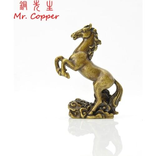 Solid Copper Running Horse Sculpture Ornaments Retro Brass Animal Feng Shui Small Statue Office Desk Home Decorations Figurines
