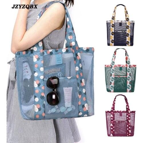 Shopper Tote Bag Mesh hand bag Foldable Reusable Shopping Bag Ecological Reusable Bags Large Capacity Beach Bags