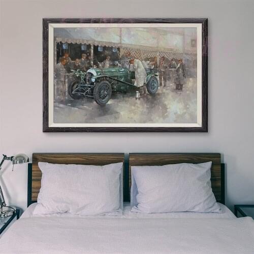 T168 Retro Racing Car Classic Painting Green classic car 11 Custom Silk Poster Home Deco Wall Art Christmas Gift