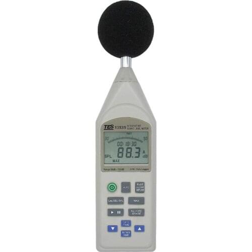 TES-1353S Integrating Sound Level Meter(USB)Five Range from 30 to 130dB,Impulse/Fast/Slow Dynamic Characteristic,A&C Frequency