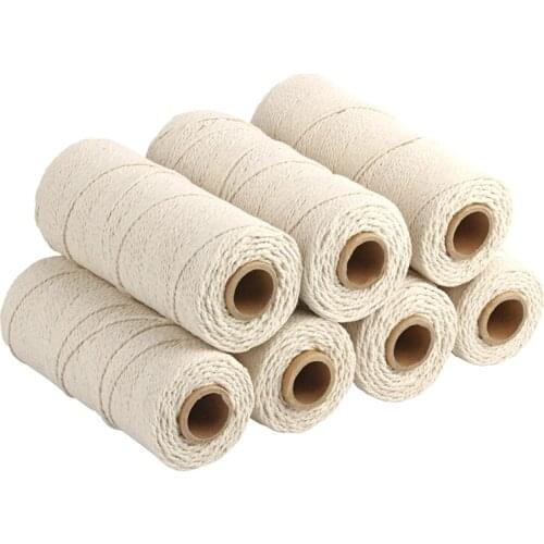 5 Rolls 2.5 mm Beige Cotton Twisted Cords 100 Meters/Roll Cotton Rope For Macrame Artcraft String DIY handmade Tying Wire Cords
