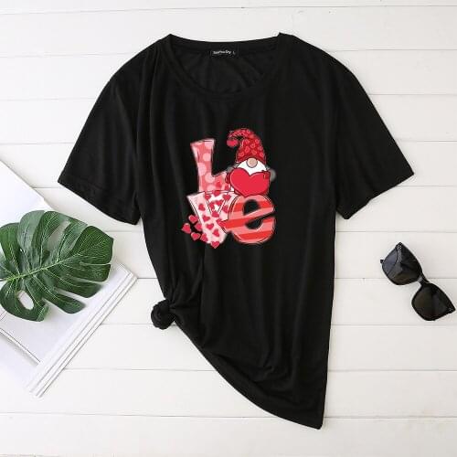 Seeyoushy Woman Tshirts Love Elve Print Valentines Day Greaphic T Shirts Aesthetic Kawaii Tops for Women Ladies Mujer Camisetas