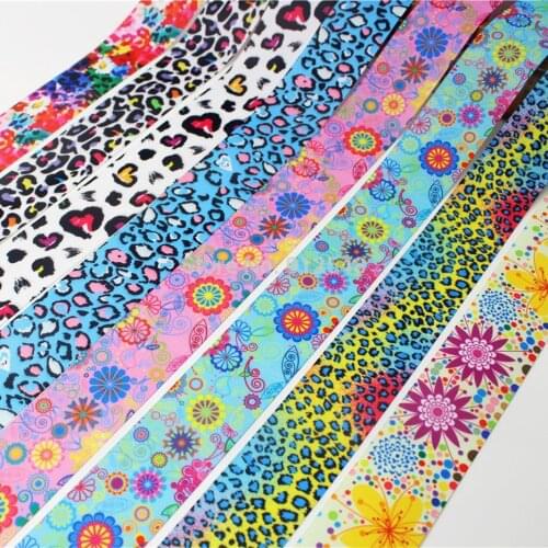 154212 ,38MM Leopard Printed grosgrain ribbon, 8 color mix DIY handmade jewelry materials,Wedding gift packaging supplies