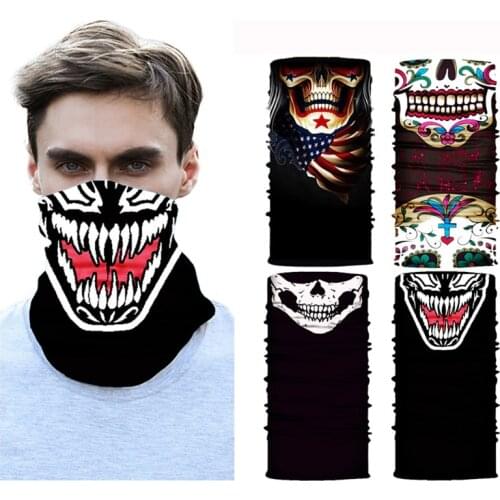 3D Skull Seamless Scarves Dustproof Headband Outdoor Sport Cycling Bandanas Camping Hiking Washouts Headwear Magic Scarf