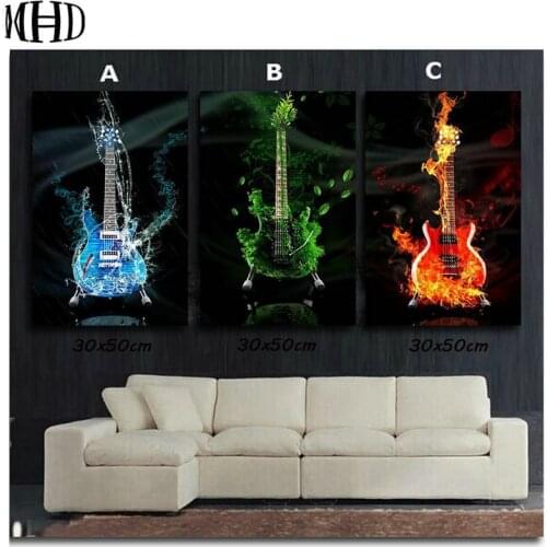 MHD diy diamond painting guitar music icon full square 3d diamond embroidery three spell diamond cross stitch kit full round