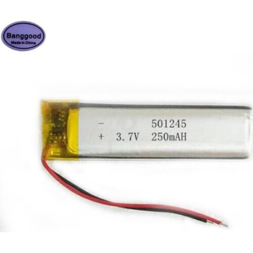 Banggood 3.7V 250mAh 501245 051245 Lipo Polymer Lithium Rechargeable Li-ion Battery Cells for GPS MP3 MP4 Bluetooth Headset