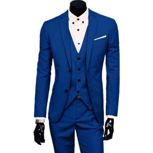 Blazer Pants Vest Mens Suit 3 Piece Groom Set Business Solid Color Large Size Jacket Coat Trousers Professional Work Clothes
