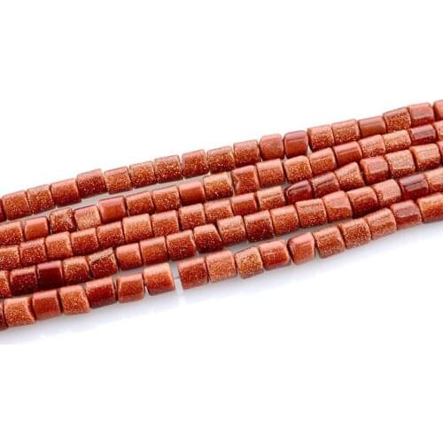 Natural Gold Sandstone Cylindrical Loose Beads 4mm Beadwork Semi-finished Jewelry Making Necklace DIY Bracelet Accessories 40cm