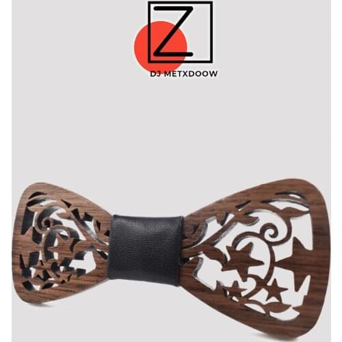 Wooden Decoration Wedding Butterfly Cravat Bowtie male marriage Bow Ties for men Business Carving pentagram Corbatas Para Hombre