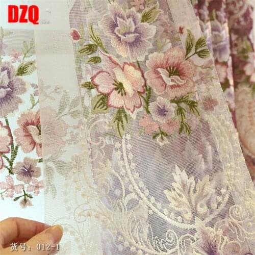 European Romantic Flowers Embroidered Curtains For Living Room Bedroom Window Blind Drapes Wedding Luxury Home Decor AG022#4