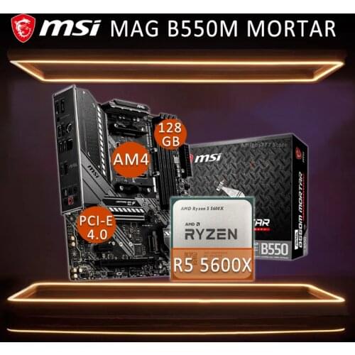 AM4 MSI MAG B550M MORTAR Gaming Motherboard With AMD Ryzen 5 5600X Motherboard cpu full combo DDR4 AMD B550 Gaming Placa-mãe AM4
