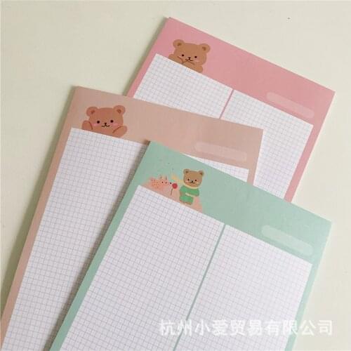 Ins wind cute cartoon grid B5 bear student note book hand account material paper study note paper