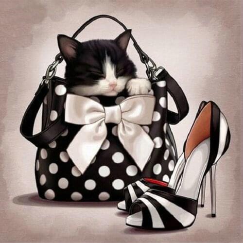 Full Square/Round Drill 5D DIY Diamond Painting "Cat Shoes" 3D Rhinestone Embroidery Cross Stitch 5D Decor Gift