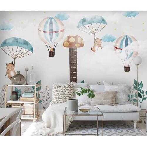 Carton Animal Hot Air Balloon Wallpaper for Kids Bedroom 3D Mural Contact Paper Papel De Parede 3d Photo Wall Paper Wall Decor
