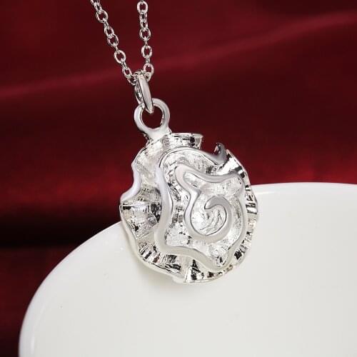 Classic hot 925 Sterling Silver Necklace for Women Rose Flowers Pendant 18 Inches chain Fashion party Jewelry Christmas Gifts