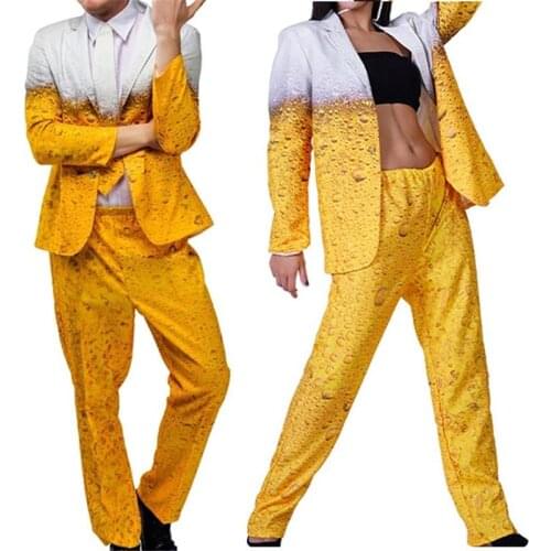 Men And Women Oktoberfest Clothing Suit Yellow Beer Clothes Carnival Cosplay Party Costume Role Playing Carnival Cosplay