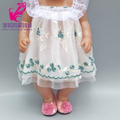 Doll Clothes for 40cm Baby Doll Dress Embroidery Lace Princess Summer Dress with Underwear 18" Doll Clothes Outfits Skirt