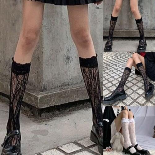 Janpanese Style Sweet Lolita Stockings Womans Solid Color Pattern Casual Calf Socks with Lace Edge for Skirt Shorts