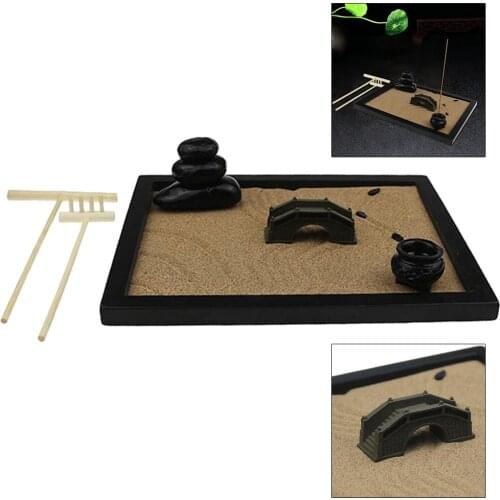 Tabletop Meditation Zen Garden Set with Free Rake Well Packaged Gift Desktop Rock Sand Set